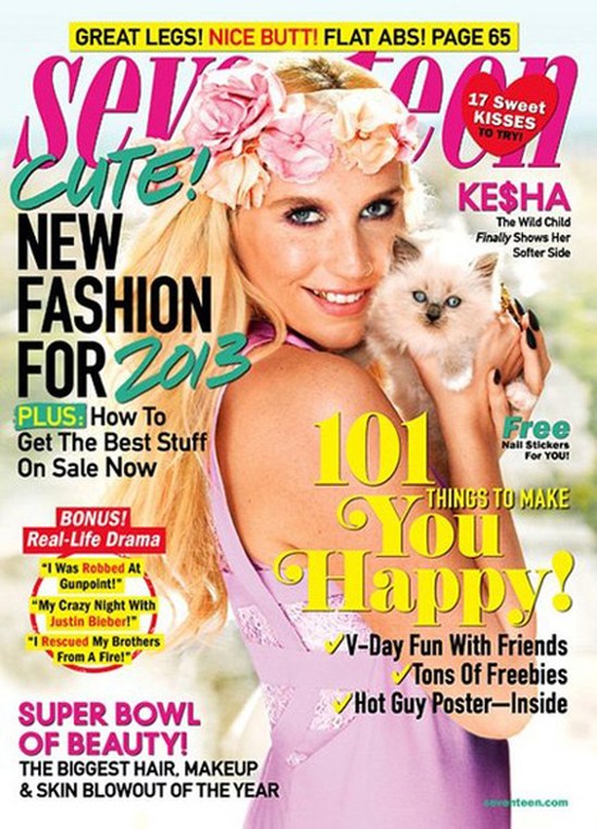 Ke$ha на страницах февральского выпуска журнала Seventeen