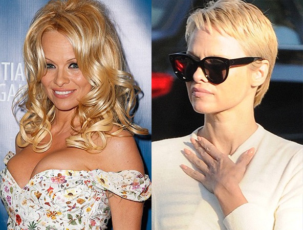 прическа Памелы Андерсон 2013